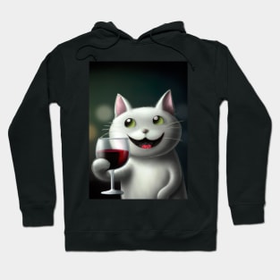 Cat with Wine Hoodie